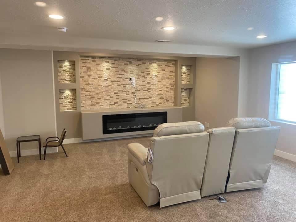 Small Home theater designed by Utah basement builder